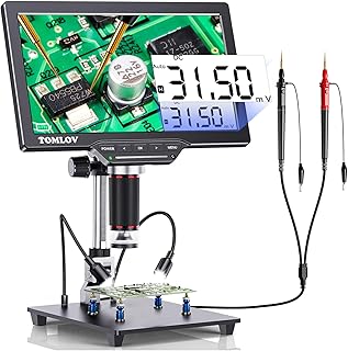 DM202M HDMI Digital Microscope with Multimeter, 10.1 inch Soldering Microscope for Adults, LCD Microscope for Electronic Repair, Upgraded Magnetic Base, 16MP Coin Microscope, PC Compatible,32G