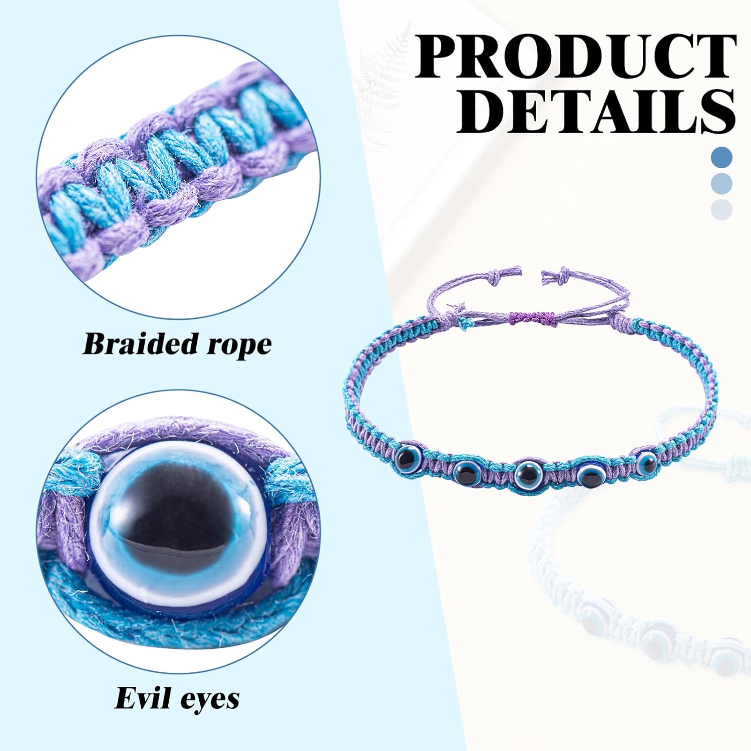 8 Pieces Evil Eye Beaded Bracelet Handmade Evil Eye Beaded Bracelets Lucky Kabbalah Protection Friendship Bracelet for Women Men - Image 3