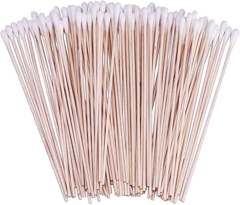 Hastes de algodão BTYMS com cabo de madeira, 15,24 cm, 400 unidades