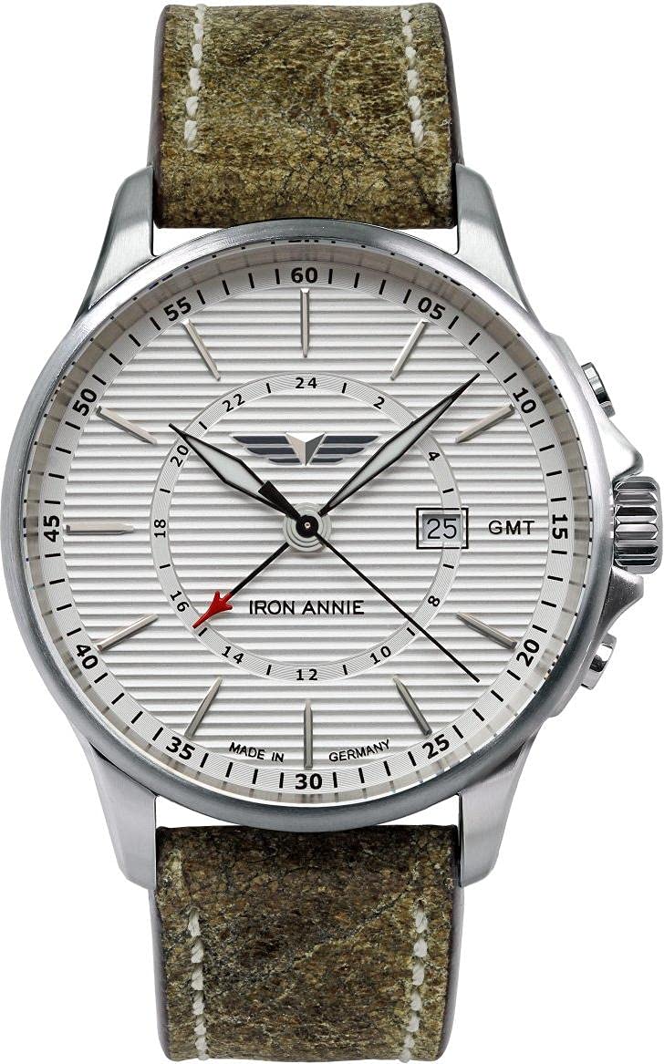 Iron Annie Herrenuhr GMT Wellblech Lederband beige 5842-1