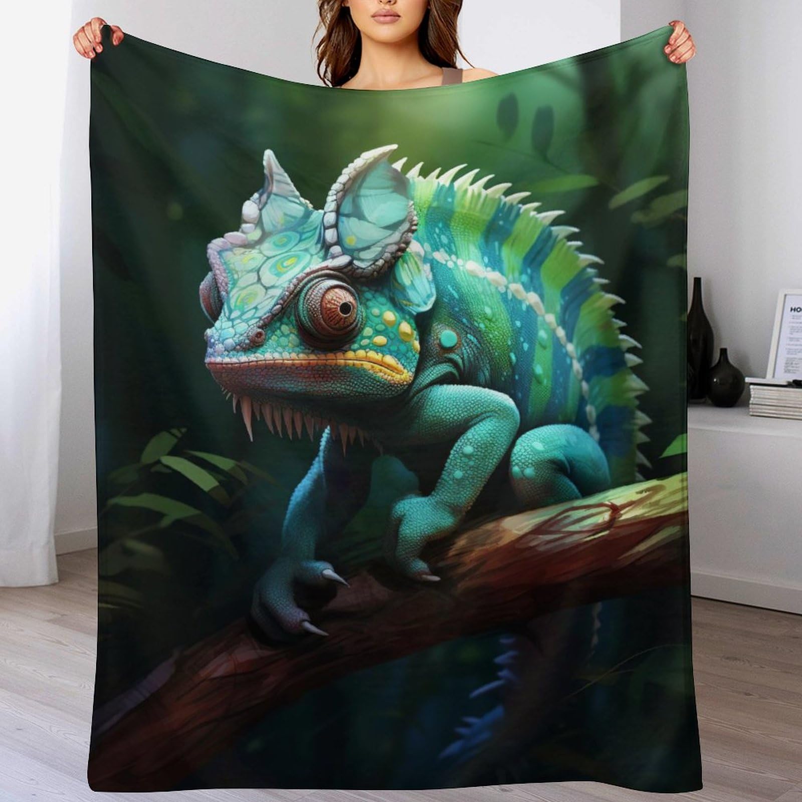 Couverture polaire chaude et moelleuse caméléon en flannel douce 130x180cm