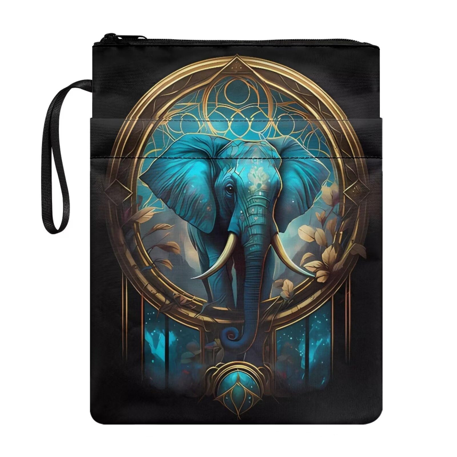 Poceacles Elephant Flower Print Book Sleeve for Lovers - Durable Polyester Book Protector Covers for Paperbacks — image 1