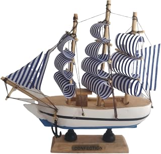 HUGGES Modelo de velero de 16 cm, Adorno de Barco, decoración para el hogar, habitación de los niños, artesanía, Adorno de Barco de Escritorio, Azul, para Hombres y Mujeres