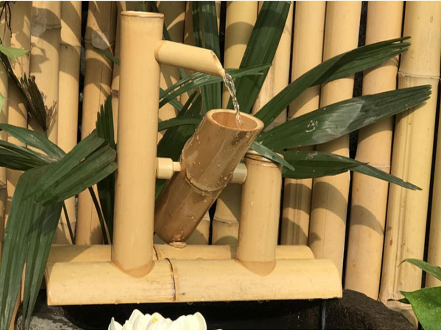 Zen Garden Water Feature Decoration, Bamboo Fountain Outdoor Japanese Indoor Accents Water Landscape Kit for Backyard Lawn Household Oasis