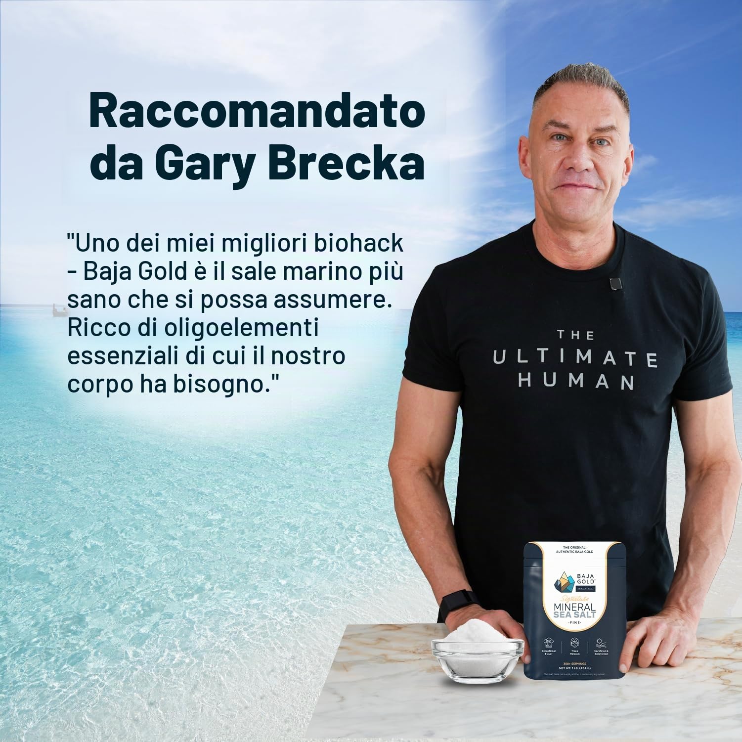 Baja Gold Sale marino minerale firmato, scelta Gary Brecka, sacchetto fine da 0,5 kg | Sale marino non raffinato, Mare di Cortez, Minerali in traccia, Basso contenuto di sodio, Sale da cucina e da forno, 300+ Srv