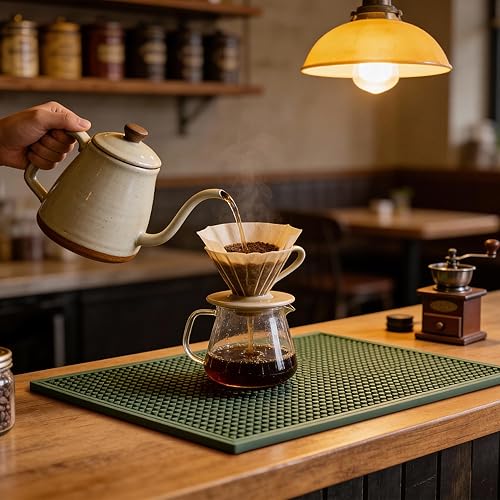 Miniatura 5 de Tapete de barra de 18 x 12 pulgadas (2 piezas) de goma para encimera y secado de platos, tapete antideslizante con diseño de flujo de aire para bar