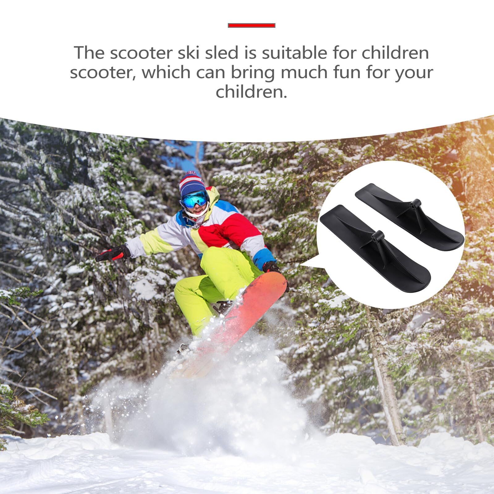 Scooter de Ski Garçon et Filles Noir en Pp, Planche de Neige 125 Roues