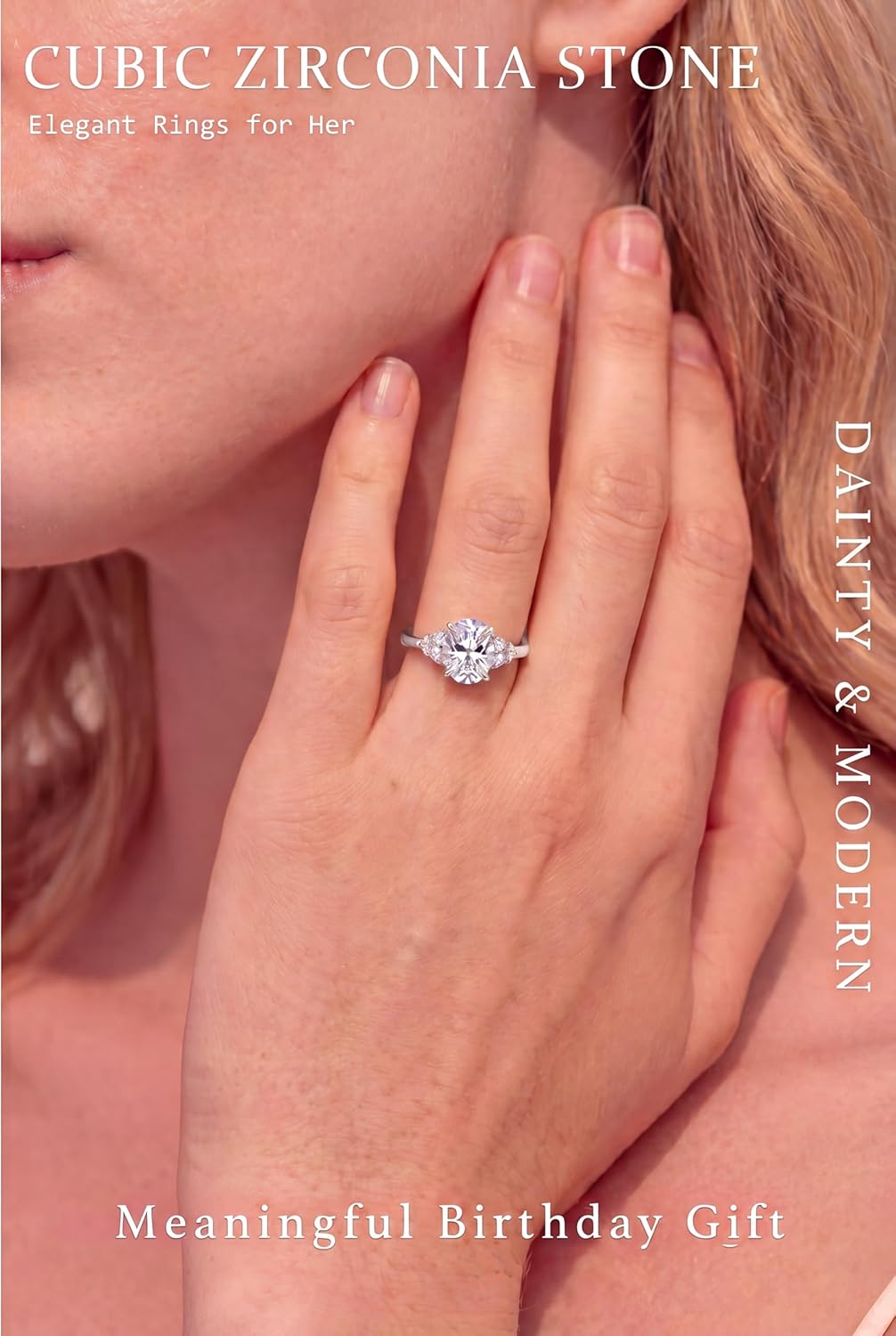 1CT/2CT/3CT 14K Gold Plated 925 Sterling Silver Oval Cut Engagement Rings Solitaire Cubic Zirconia CZ Wedding Promise Bands For Women Size 5-9