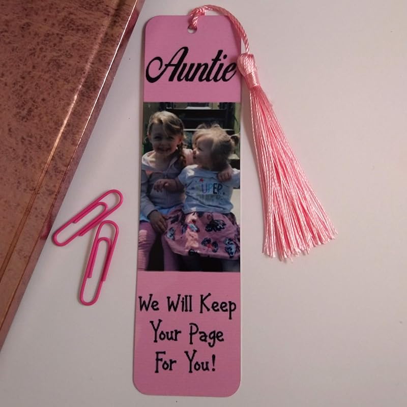 Personalised Photo Bookmark With Pink Tassel, Auntie Bookmark, Kids