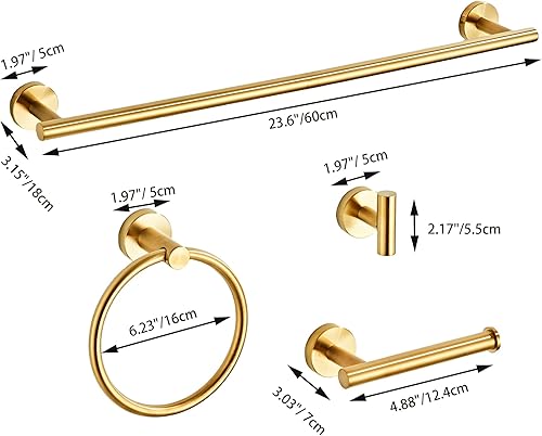 Miniatura 7 de Brusehd - Juego de accesorios de baño de acero inoxidable SUS304 de 5 piezas con toalleros para baño, juego de accesorios para montaje en pared de