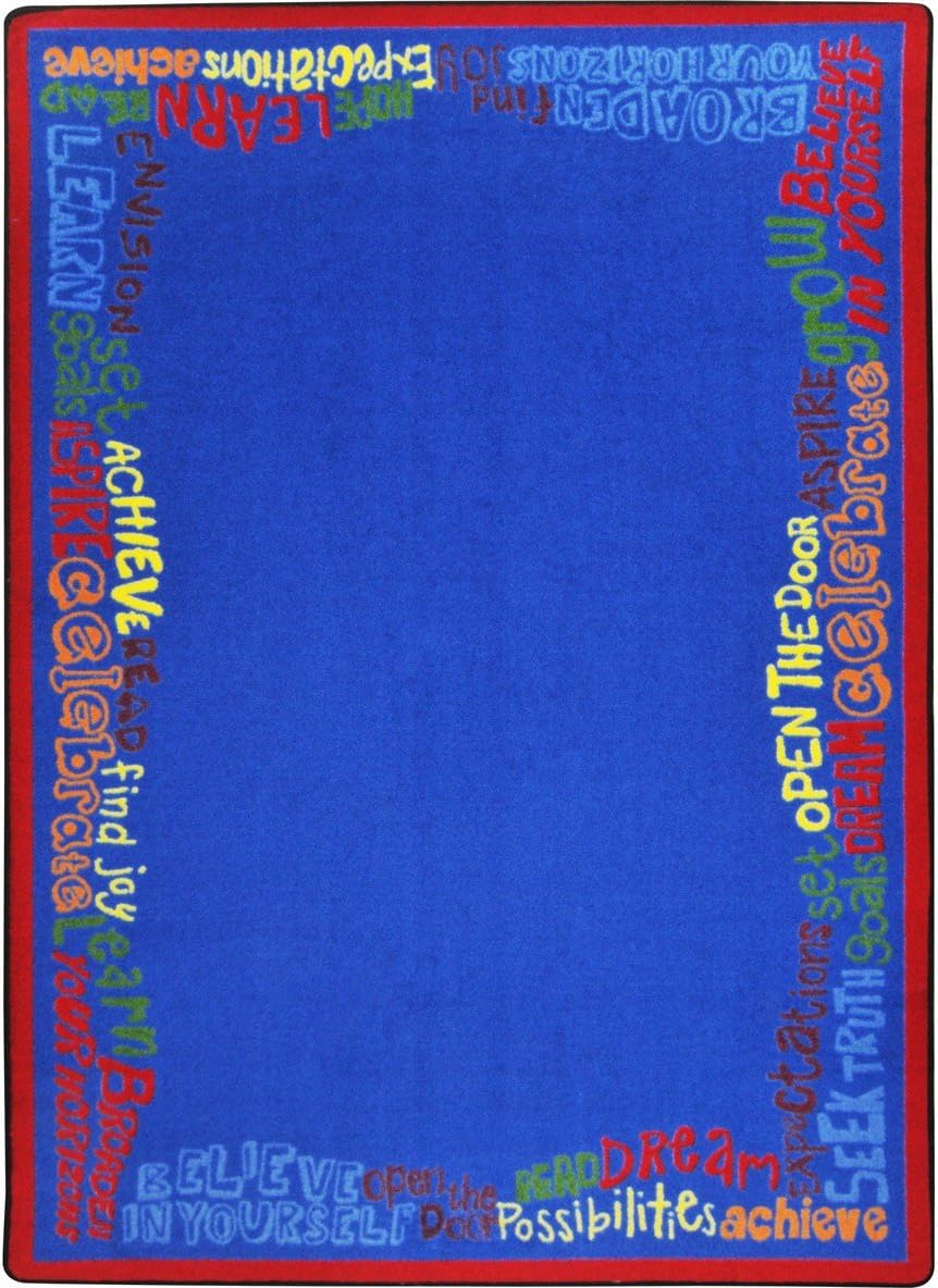 Joy Carpets Kid Essentials Read Believe & Achieve Childrens Rugs, Multicolor, 7'8" x 10'9"
