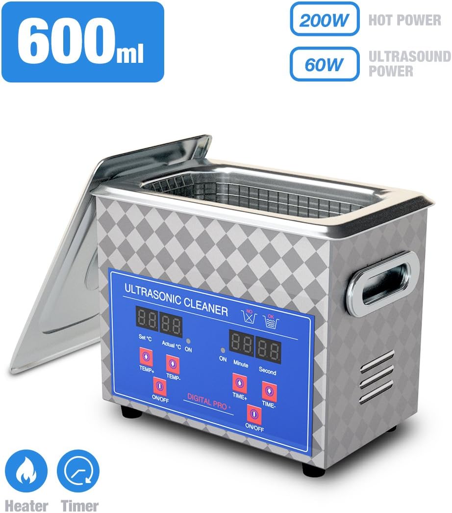 Jakan Industrial Ultrasonic Jewelry Cleaner Stainless Steel PS-06A Jewelry, Parts, Carbs, Glasses, Injectors, Dentals, CD/DVD, Coins 600ml