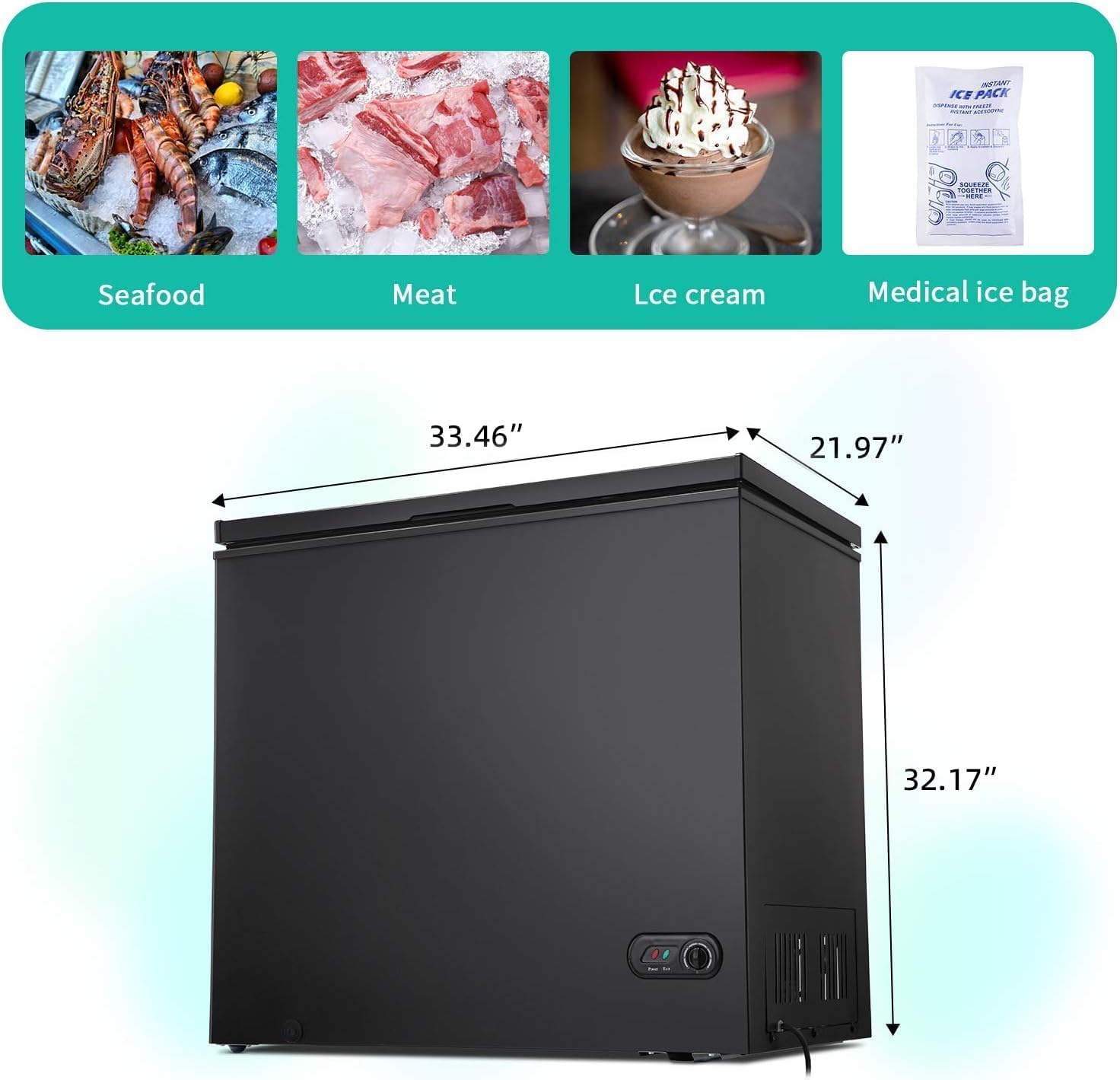 Antarctic Star 3.5 Cu.Ft Chest Freezer, 6.8°F To -4°F Deep Freezer With Removable Basket, Freestanding Top Open Door, 7 Temperature Settings & Defrost Water Drain, Energy Saving, Ul Certified, White on Fridge.com - View 6