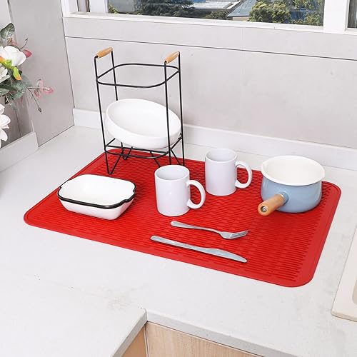Miniatura 822 de Tapete de silicona para secado de platos para múltiples usos, fácil de limpiar, ecológico, resistente al calor, tapete de silicona para encimera