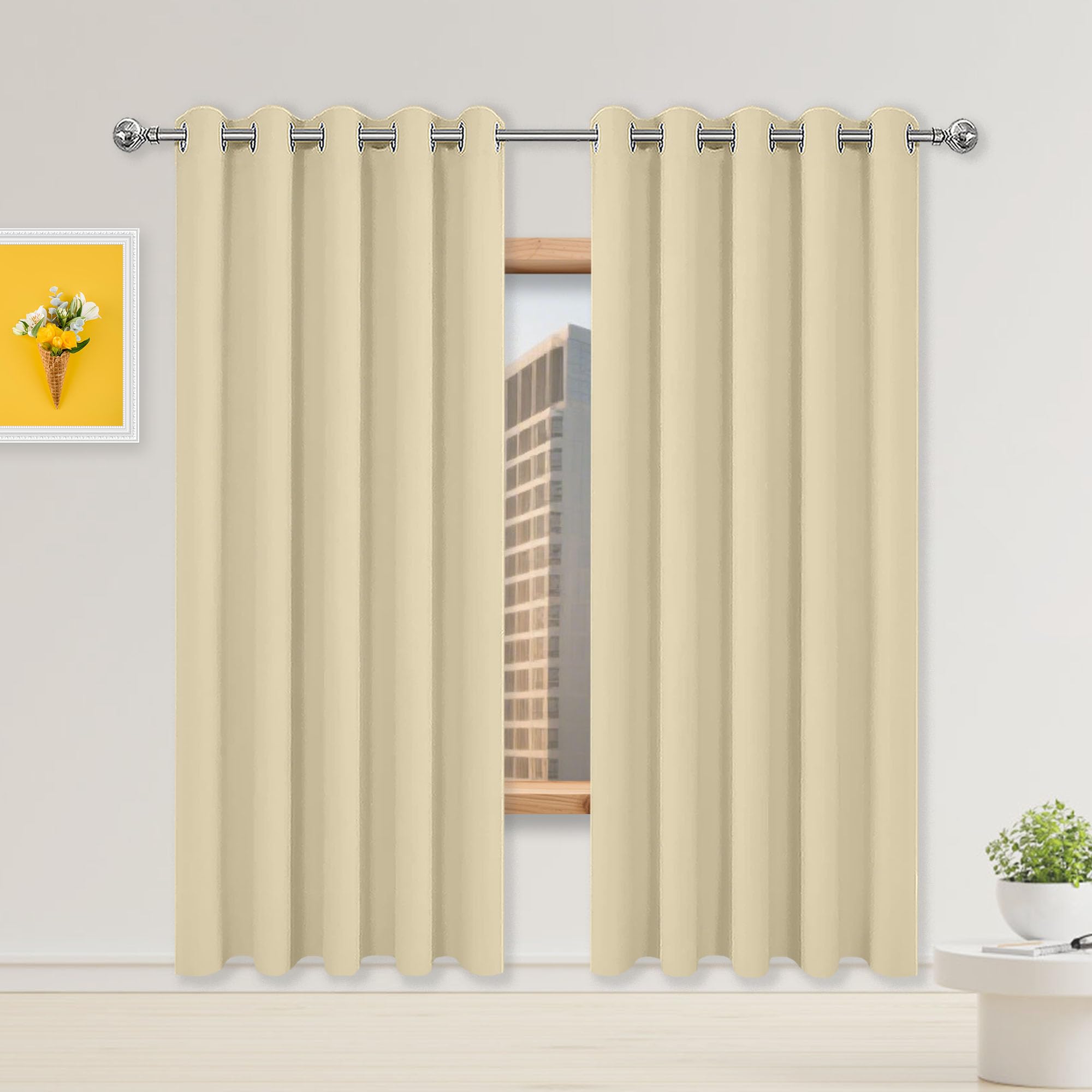 Rideau isolant thermique occultant anti froid chaleur 150x340 cm crème