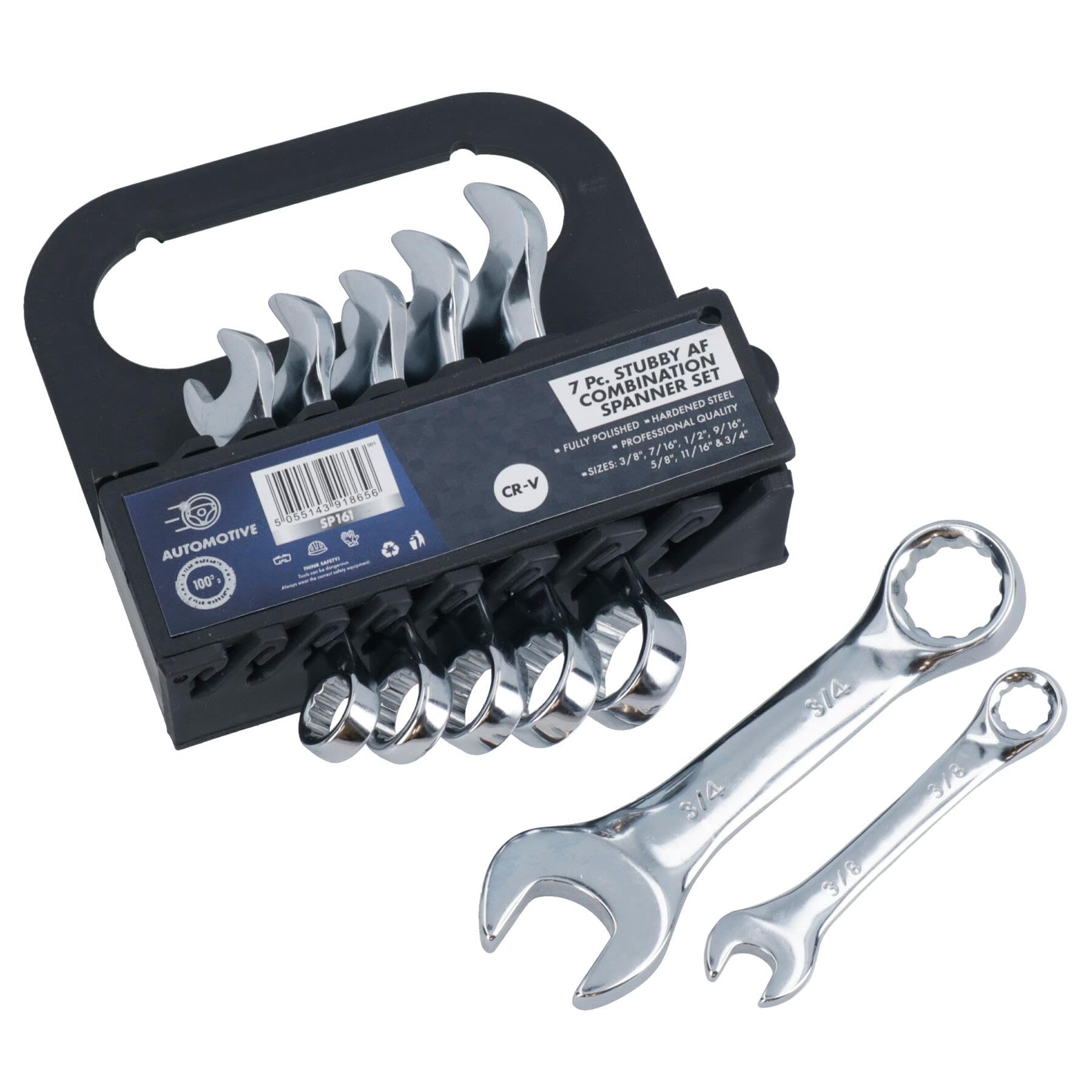 AB Tools AF Imperial SAE Stubby Spanner Wrench 7pc Combination 3/8" - 3/4" CRV TE065
