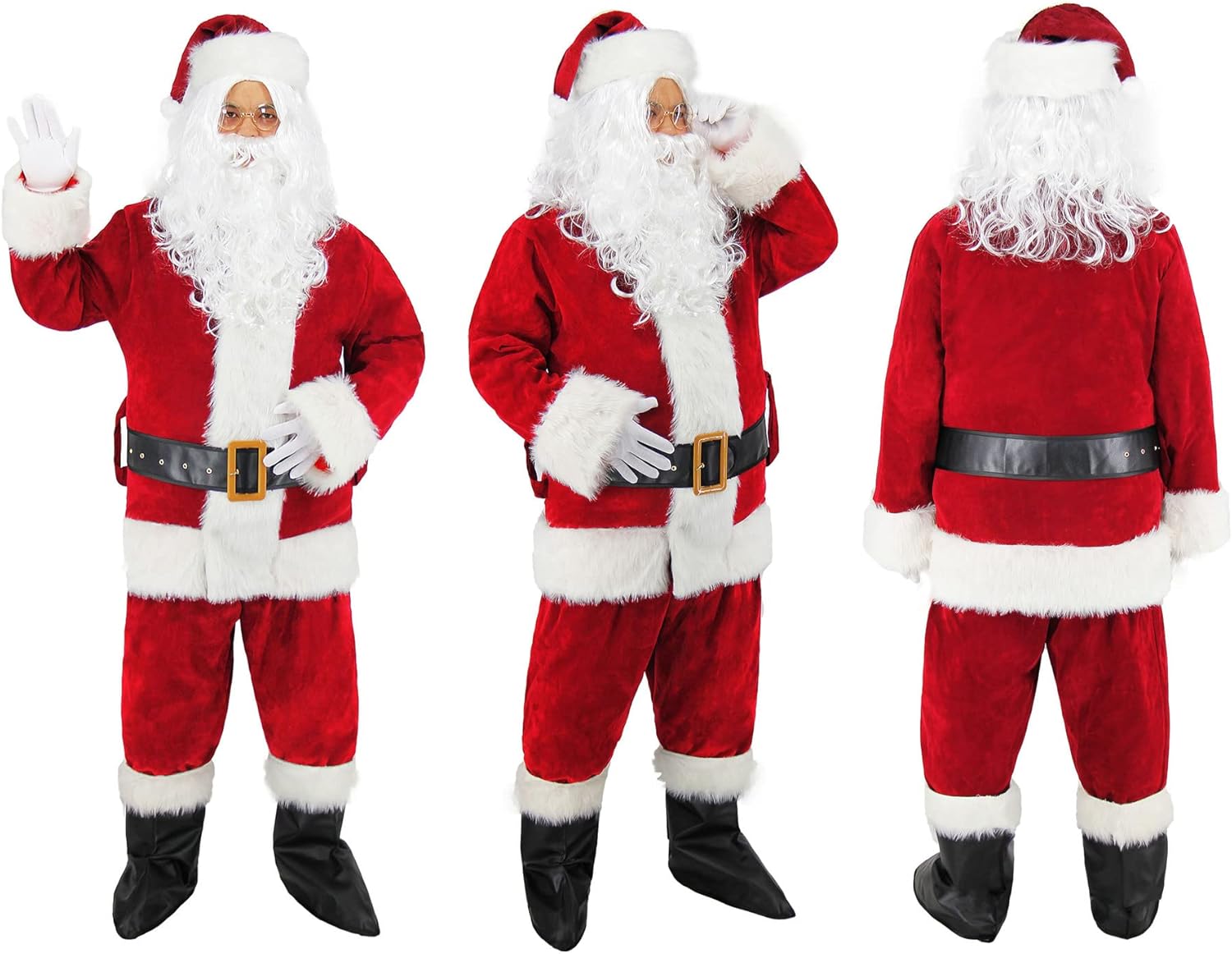 Ruimeier Men Deluxe Santa Costume Suit for Adults 10pcs Santa Claus Costumes for Christmas Xmas Velvet Red : Clothing, Shoes & Jewelry