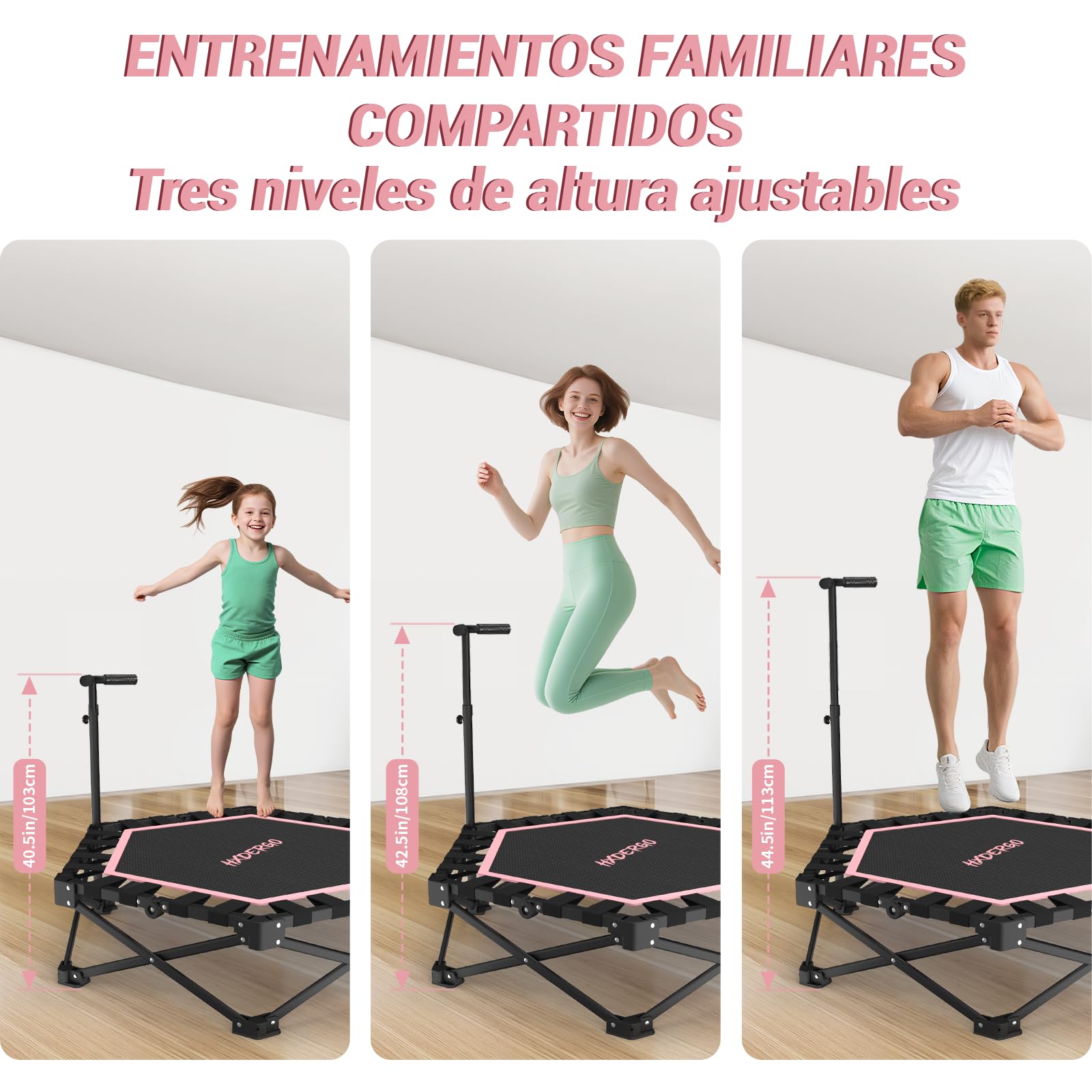 HXD-ERGO Cama Elástica Plegable Trampolín Fitness para Adultos y Niños 106 cm Uso Interior y Exterior Mini Trampolin Rebounder Saltador Elástico