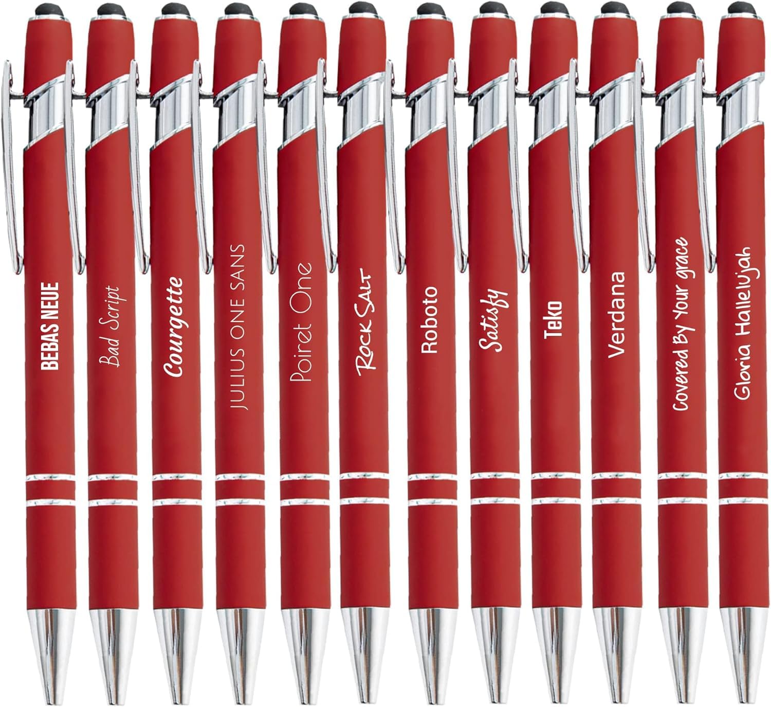 12x Personalisierte Kugelschreiber Mit Stylus – Gravur Möglich, Softtouch, Schwarze Tinte 0,5 Mm
