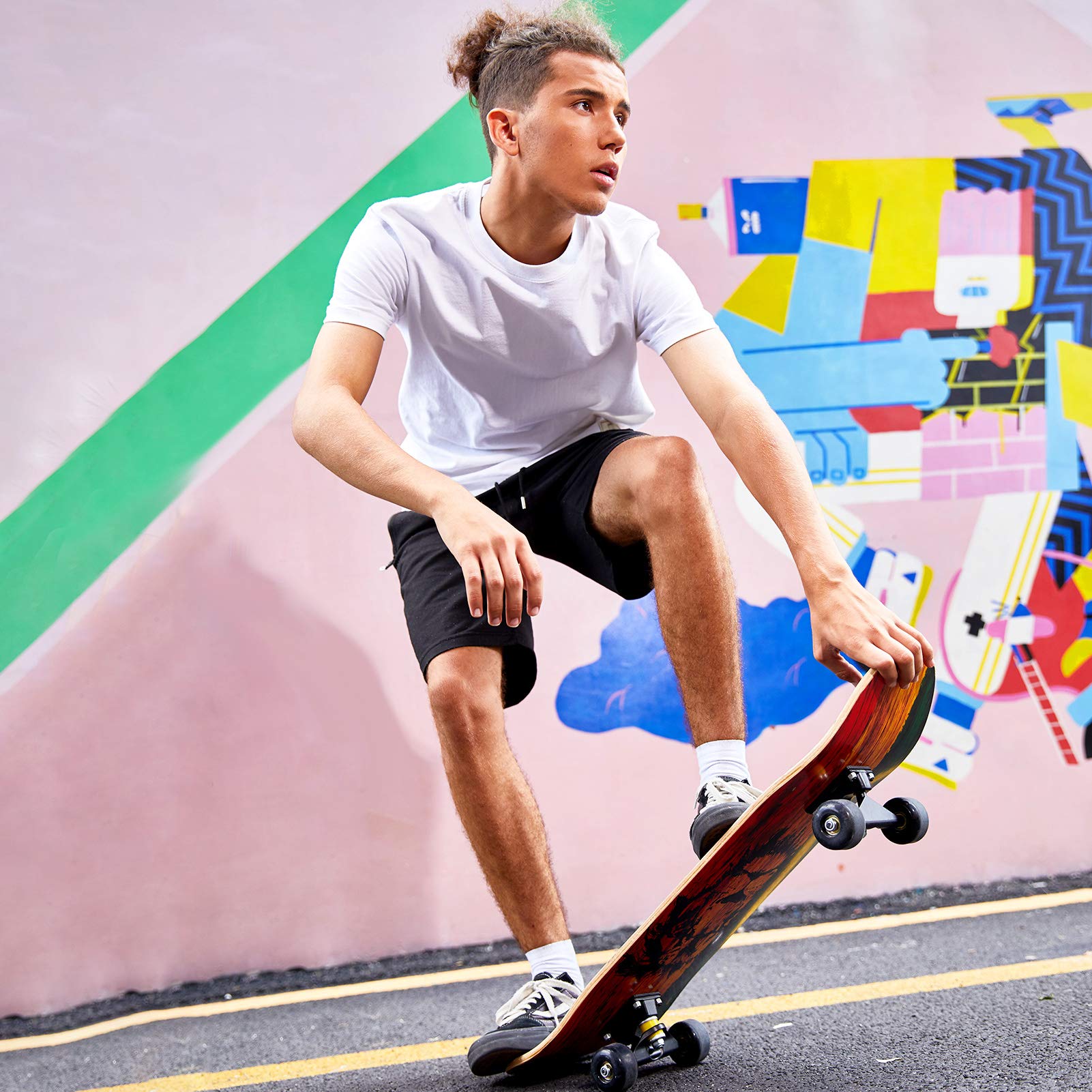 WeSkate Skateboard Complete Board 79x20cm Wooden Board with Ball Bearings ABEC-11 Canadian Maple Wood 31 Inch 7 Layers and Wheels 85A for Adults, Teens and Children