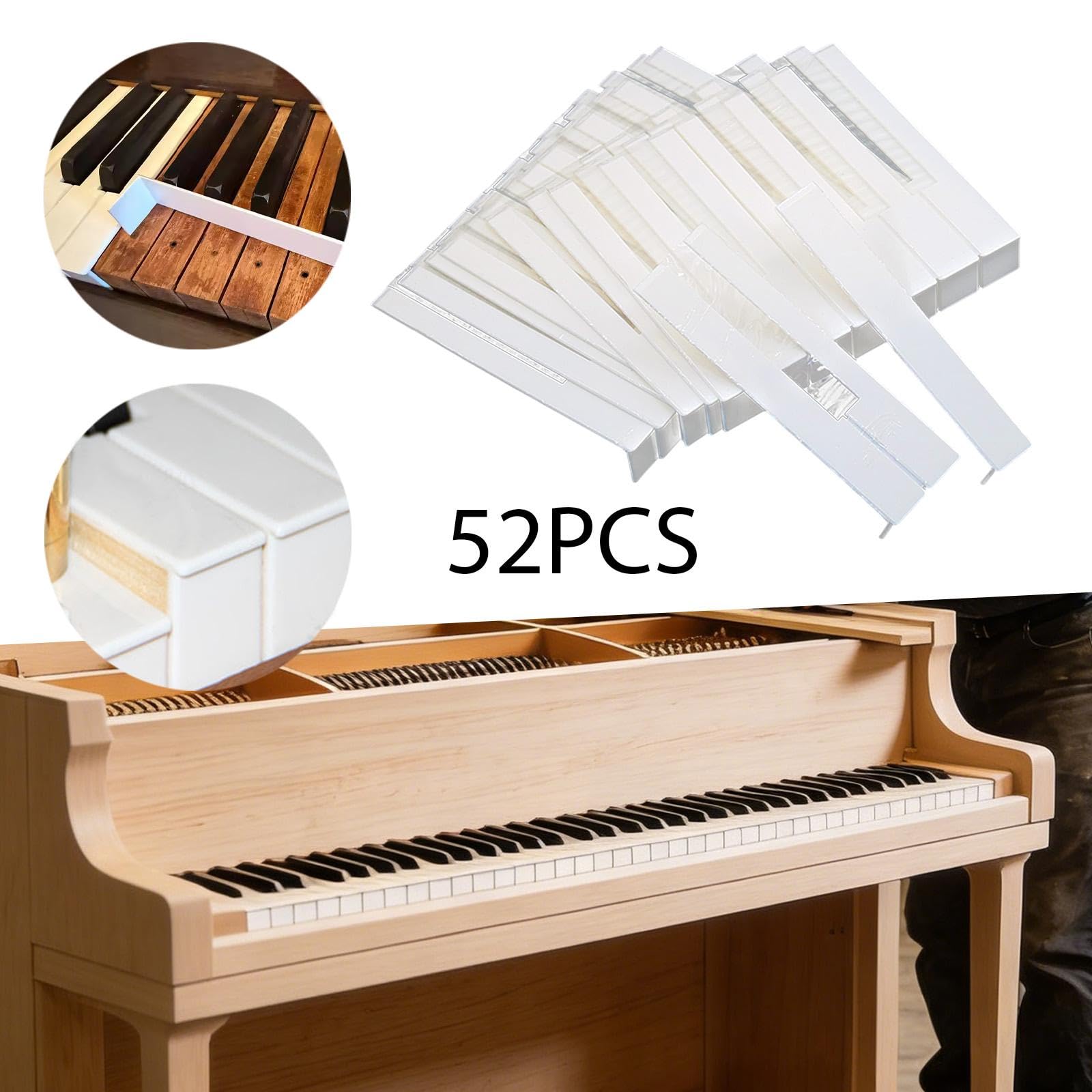52 pezzi di strumenti per la riparazione dei tasti del pianoforte, copritasti del pianoforte, facili da installare, accessori di riparazione e, 50mm