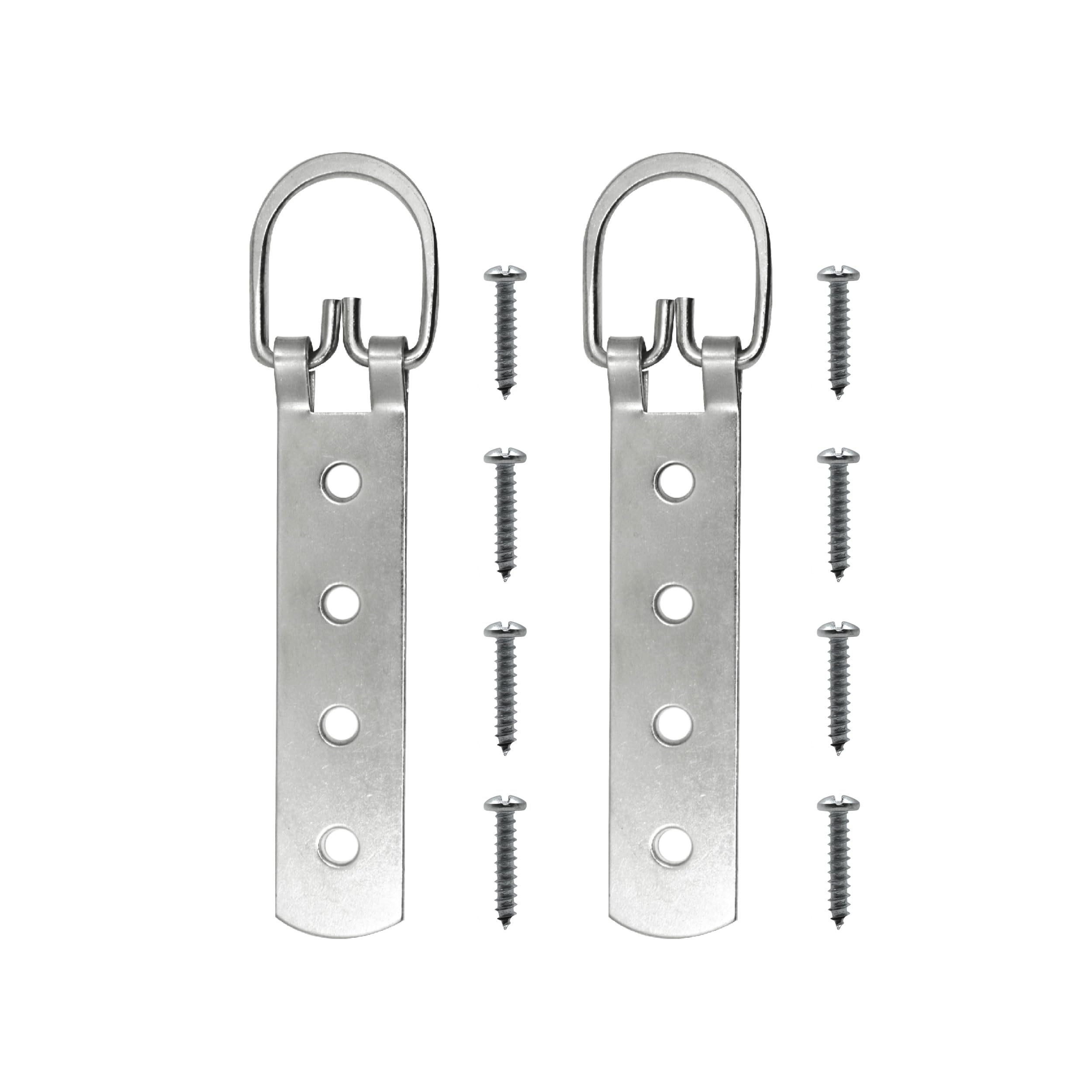 PHS Extra Large Heavy Duty D-Ring Picture Hangers - 2 Pack with Screws - D Hooks for Picture Hanging - 200 lb Capacity - 6.5" Steel Strap Hangers for Frames & Mirrors