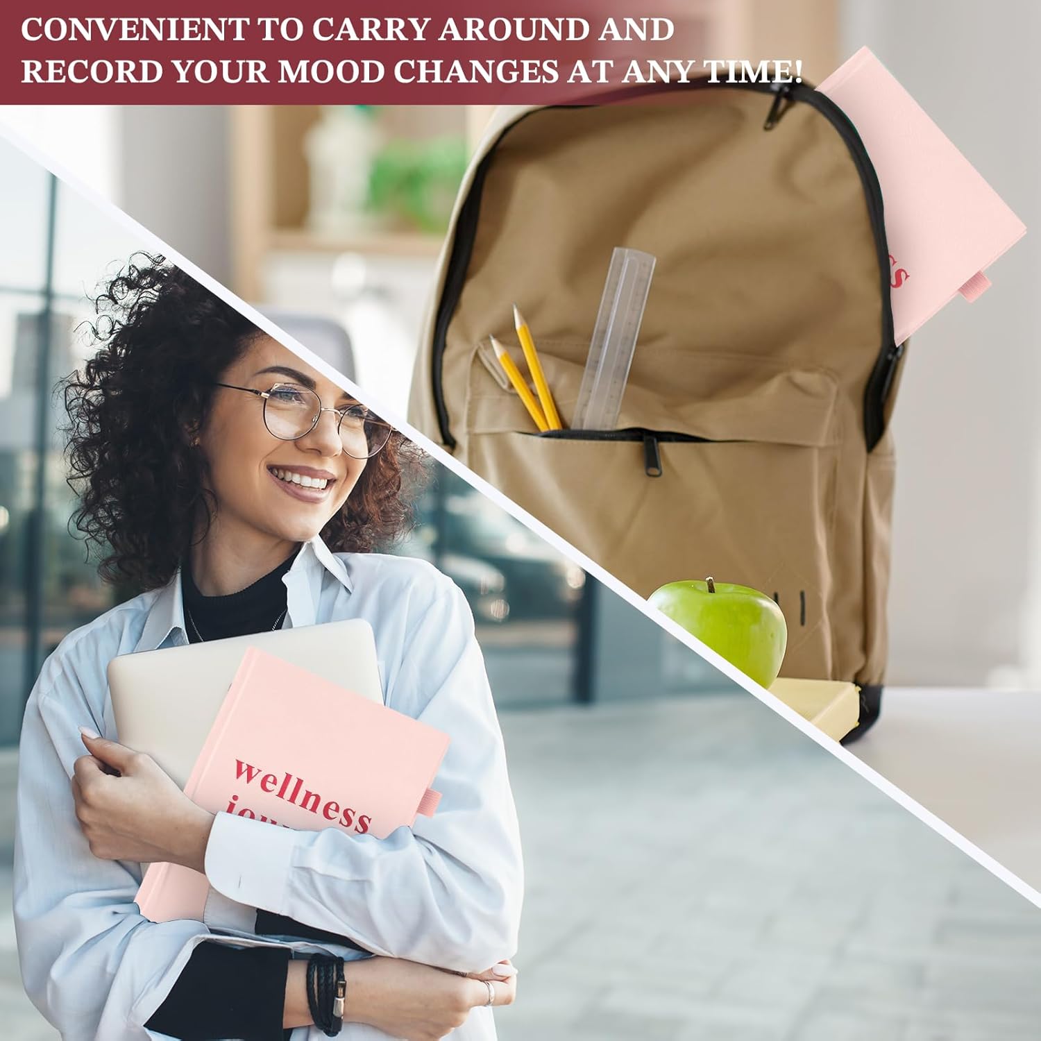 Wellness Journal Planner- Gratitude & Mindset Mental Health Journal,Track Goals, Sleep & Lifestyle,Daily Self Reflection,Self Care Journal,Daily Positive Mindfulness Diary,size A5 pink. - Image 6