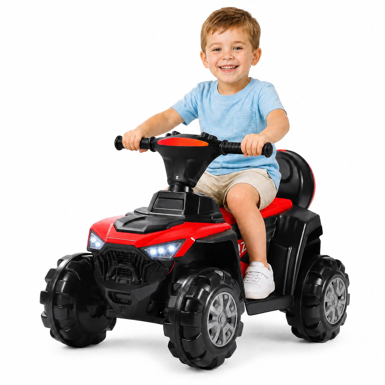 Quad Elettrico per Bambini 2-5 Anni 6V con Velocità Regolabile, Auto a Batteria Multifunzione con Anteriore e Posteriore, Luci a LED, Musica,Pedale,Clacson,Carica 50KG