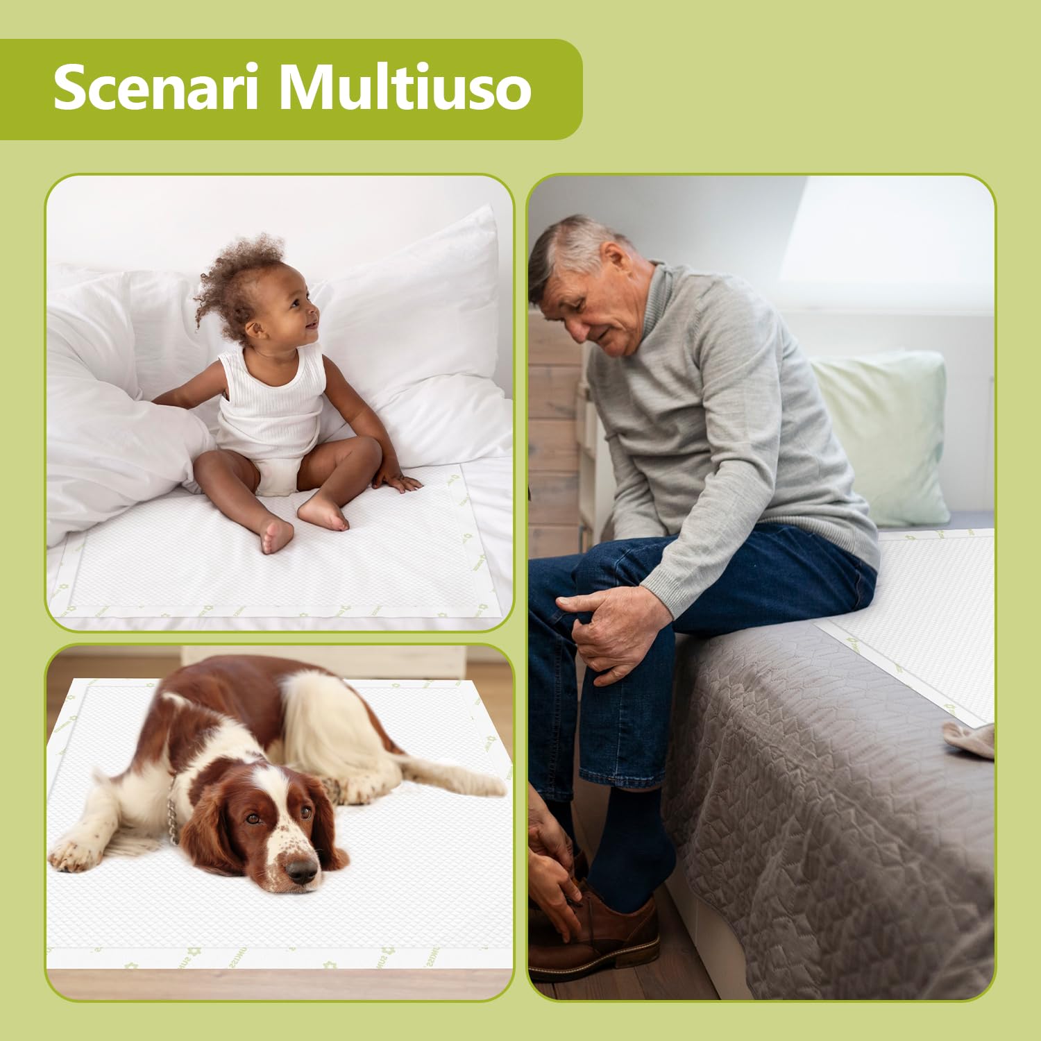 SUNKISS TrustPlus 90*85 cm Traverse Letto Monouso per Incontinenza, Coprimaterasso per Adulti, Anziani, Animali e Bambini, Protezione Letto e Mobili, Morbido, Ultra Assorbenza, 60 Unità 3 Confezioni