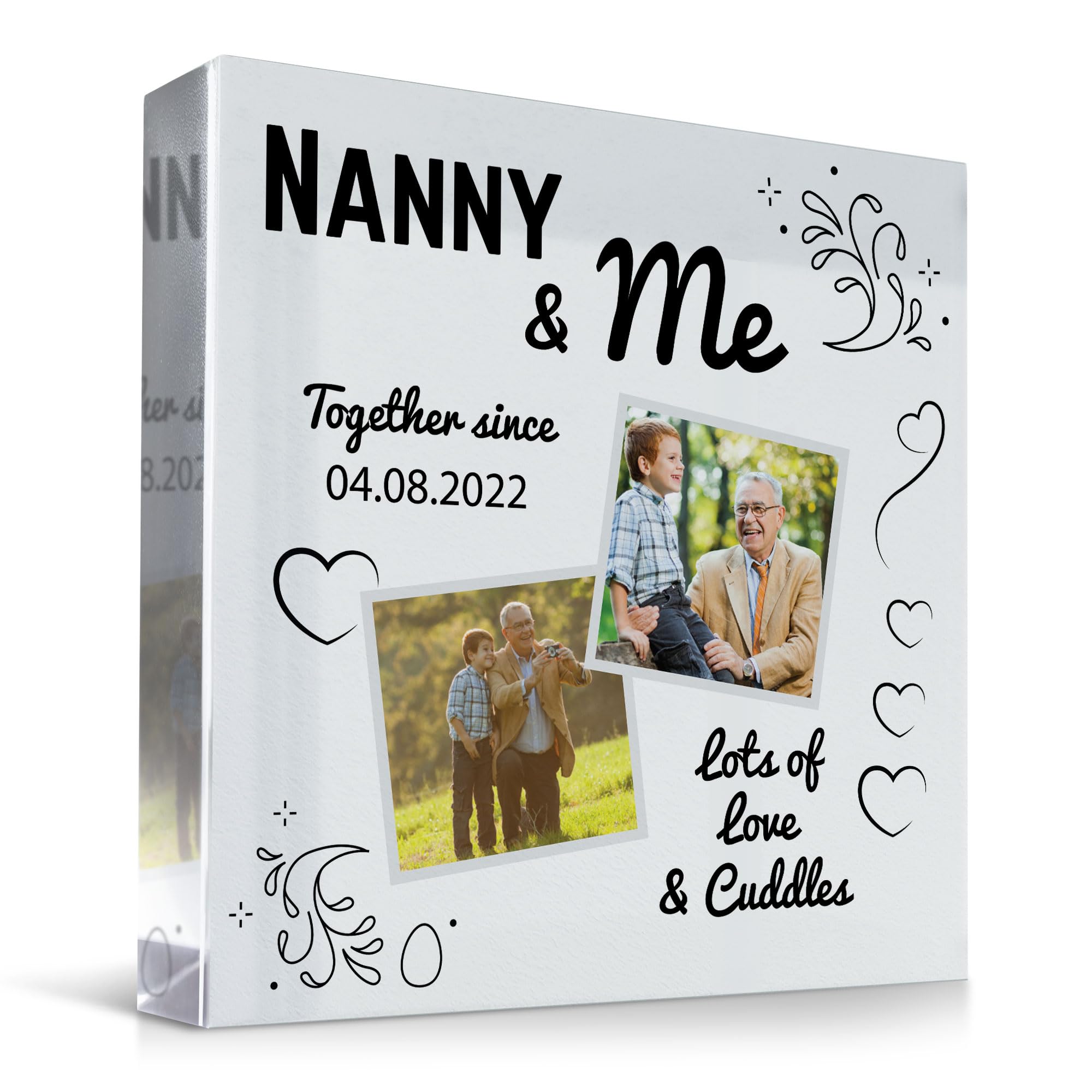 RED OCEAN Personalised Gift For NANNY From Granddaughter Grandson NANNY AND ME Plaque Personalised Photo Block Birthday Christmas For Nanny Gifts For Her Special Keepsake