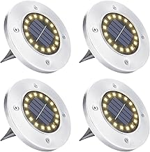 BrizLabs Solarlampen für Außen, 4 Stück 16 LEDs Solar Bodenleuchten Aussen Gartenleuchten Wasserdicht Solarleuchten Edelstahl Bodenlicht für Rasen Auffahrt Hof Gehweg Patio Garten Deko, Warmweiß