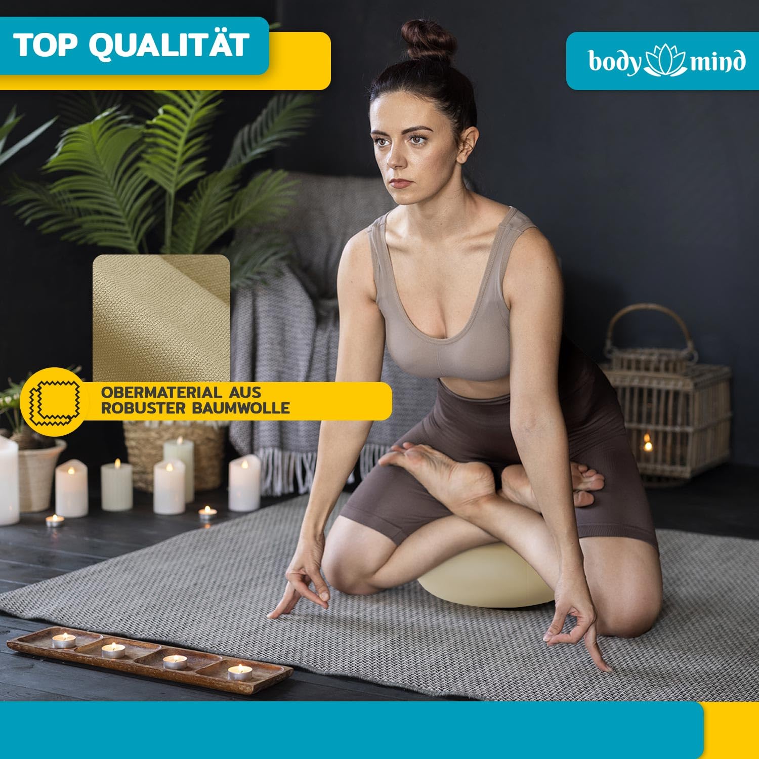 Tubayia Yogakissen Rund 40cm - Meditationskissen Aus Flachs