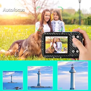 Underwater Camera 4K 17FT Waterproof Camera for Snorkeling,Auto Focus Digital Camera with 32GB Card,18X Zoom Fill Light Compact Cameras