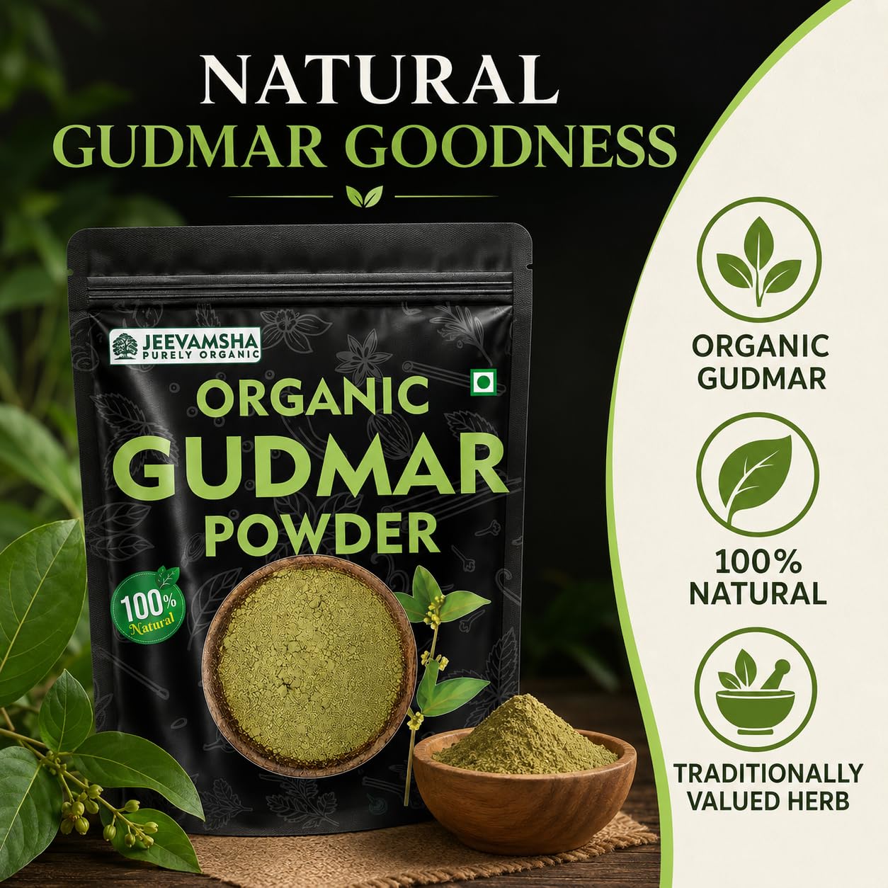 Gudmar Powder 900g | Organic Natural Sugar Control Herb | Supports Diabetes Management | Pure & Chemical-Free | Herbal Supplement Powder | — Amazon image 3