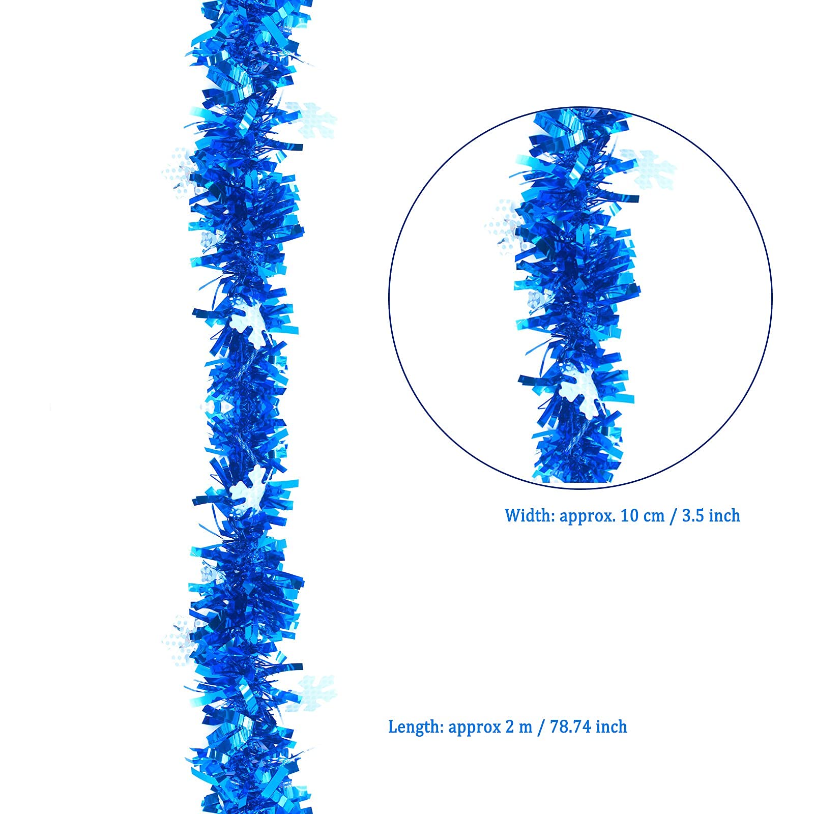 7,2m Blaue Weihnachtskette - Metallische Perlen-Girlande Für Baumdekoration