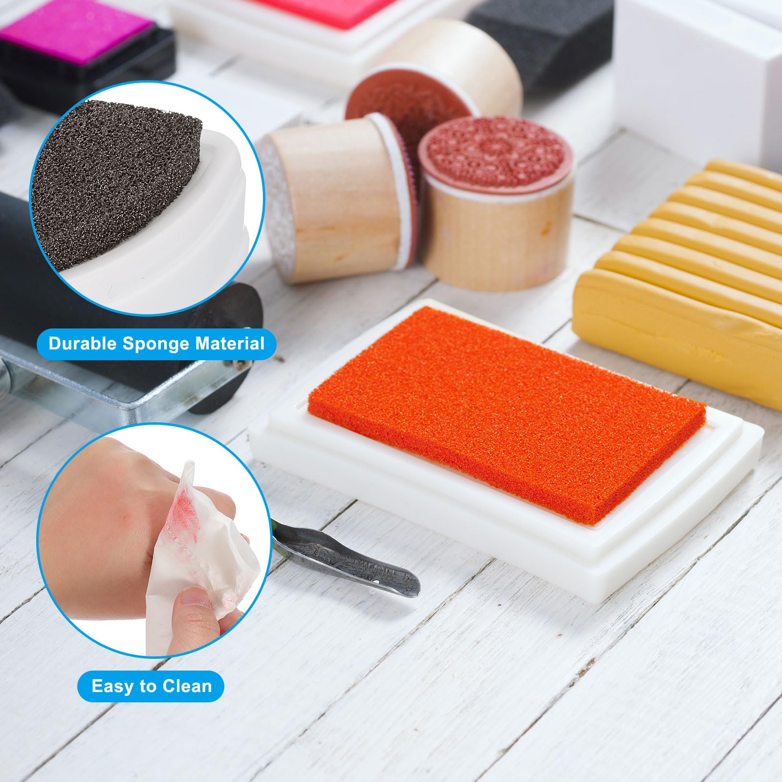 PATIKIL Craft Ink Pads for Stamps 2 Pcs Washable Finger Print Ink Stamp Pad Color DIY Rainbow for Rubber Stamps Paper Scrapbooking Fabric Wood - Image 3
