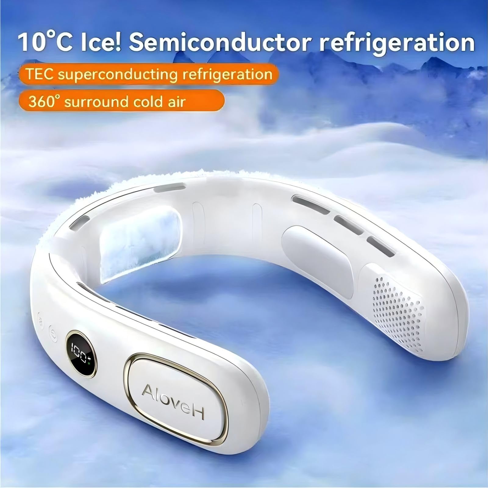 Ventilatore al Collo, 5 Velocità, Schermo LED, Ricarica USB, nero | 5 velocità del vento, display a LED, ricaricabile tramite USB, portatile, per casa, ufficio, esterno