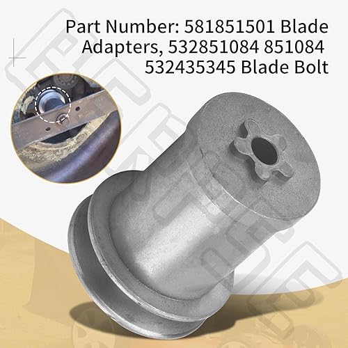 Miniatura 4 de BERPSE 581851501 Adaptadores de cuchilla y perno de hoja 532851084 compatibles con cortacésped Husqvarna, compatible con modelos 7022KR, 7022R,