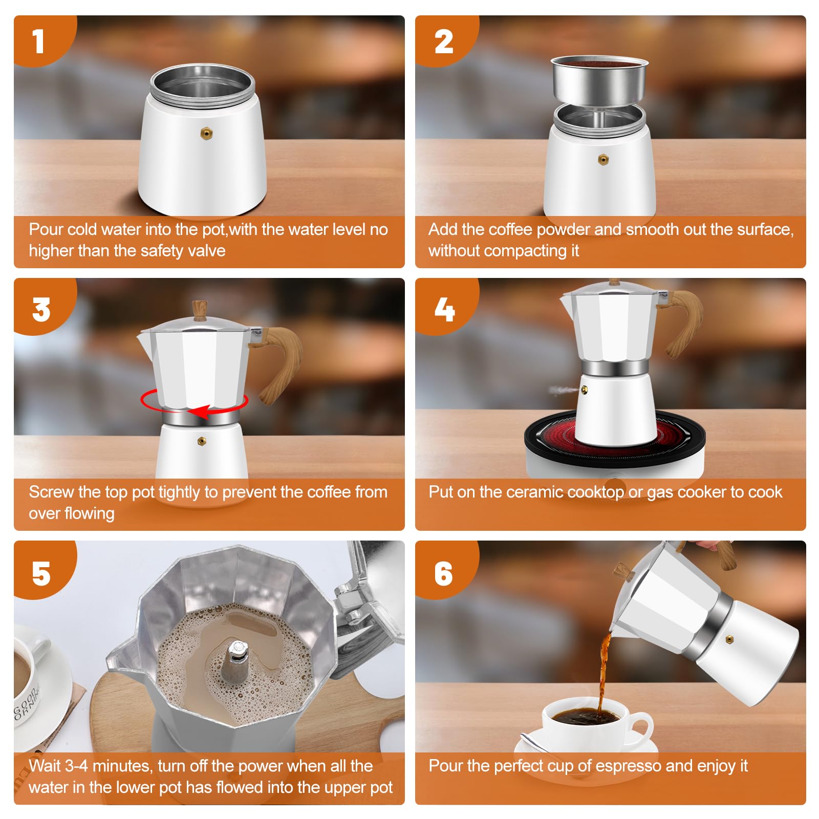 DITOSH 6 Cup Aluminum Espresso Stovetop Moka Pot Express Coffee Maker Percolator Italian Classic Mocha Coffee Machine for Italian and Cuban Cafe Brewing for Home & Camping 300ml 10oz - Image 8