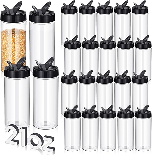 Miniatura 8 de 24 recipientes de plástico de 16 onzas para especias, botellas de plástico transparentes reutilizables grandes para especias vacíos de plástico con