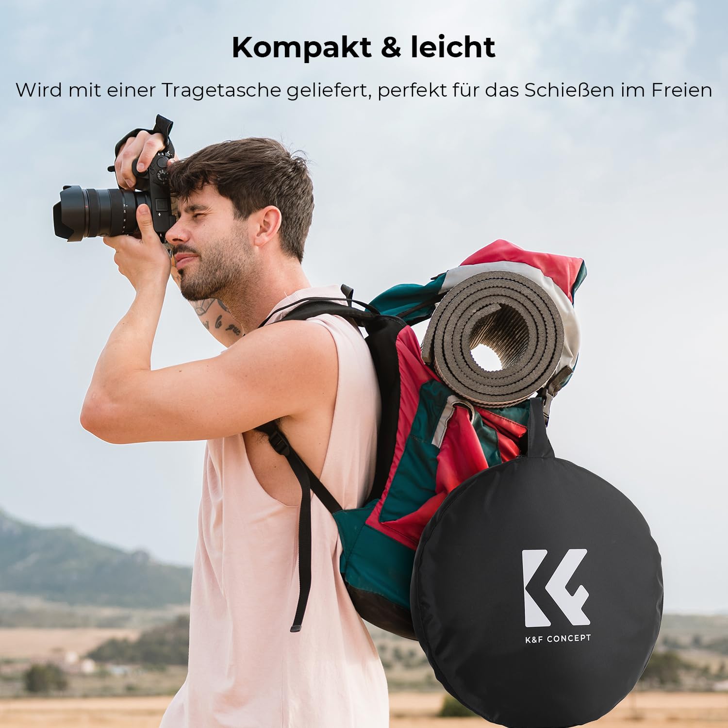 K&F CONCEPT 5-in-1 Faltbar Reflektor Fotografie Kit mit Tasche (110 cm) | Durchscheinend, Silber, Gold, Weiß und Schwarz Runde Reflektoren für Fotografie,Außenbeleuchtung