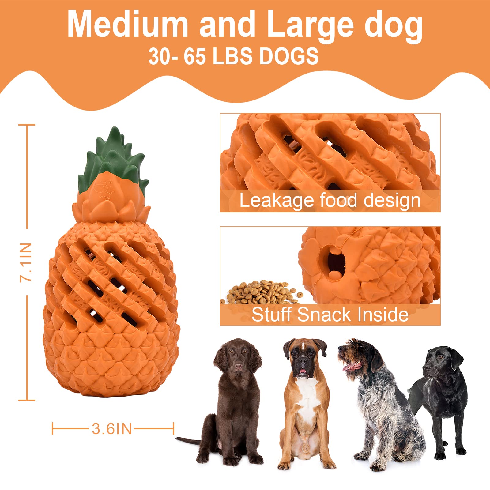 Juguetes para perros para masticadores agresivos, juguetes masticables de piña, juguetes indestructibles para perros masticadores agresivos, perros grandes y duraderos