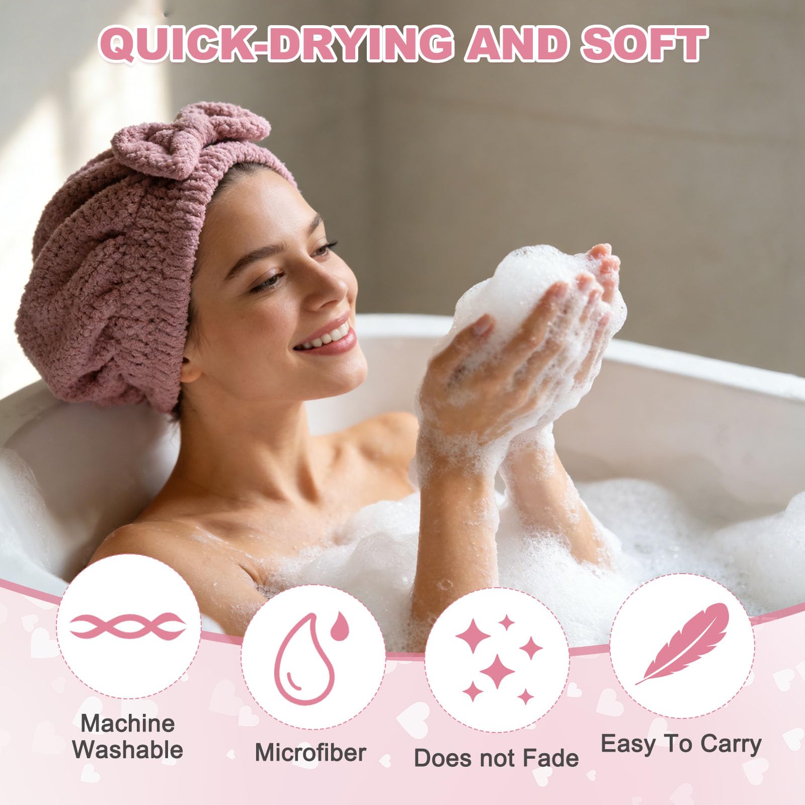 QUARKZMAN 2 Pezzi Asciugacapelli, 25 x 30 cm MicroFibre Assorbente Rapido Per Capelli Lisci, Ondulati, Bagnati, Spessi E Crespi, Azzurro Cielo