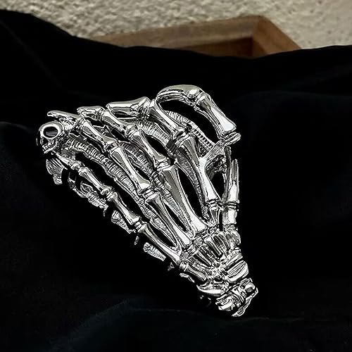 Miniatura 9 de Pinzas de metal para el cabello de esqueleto de calavera de aleación de Halloween, 1 pinza de metal de esqueleto plateado para cabello fino, punk y