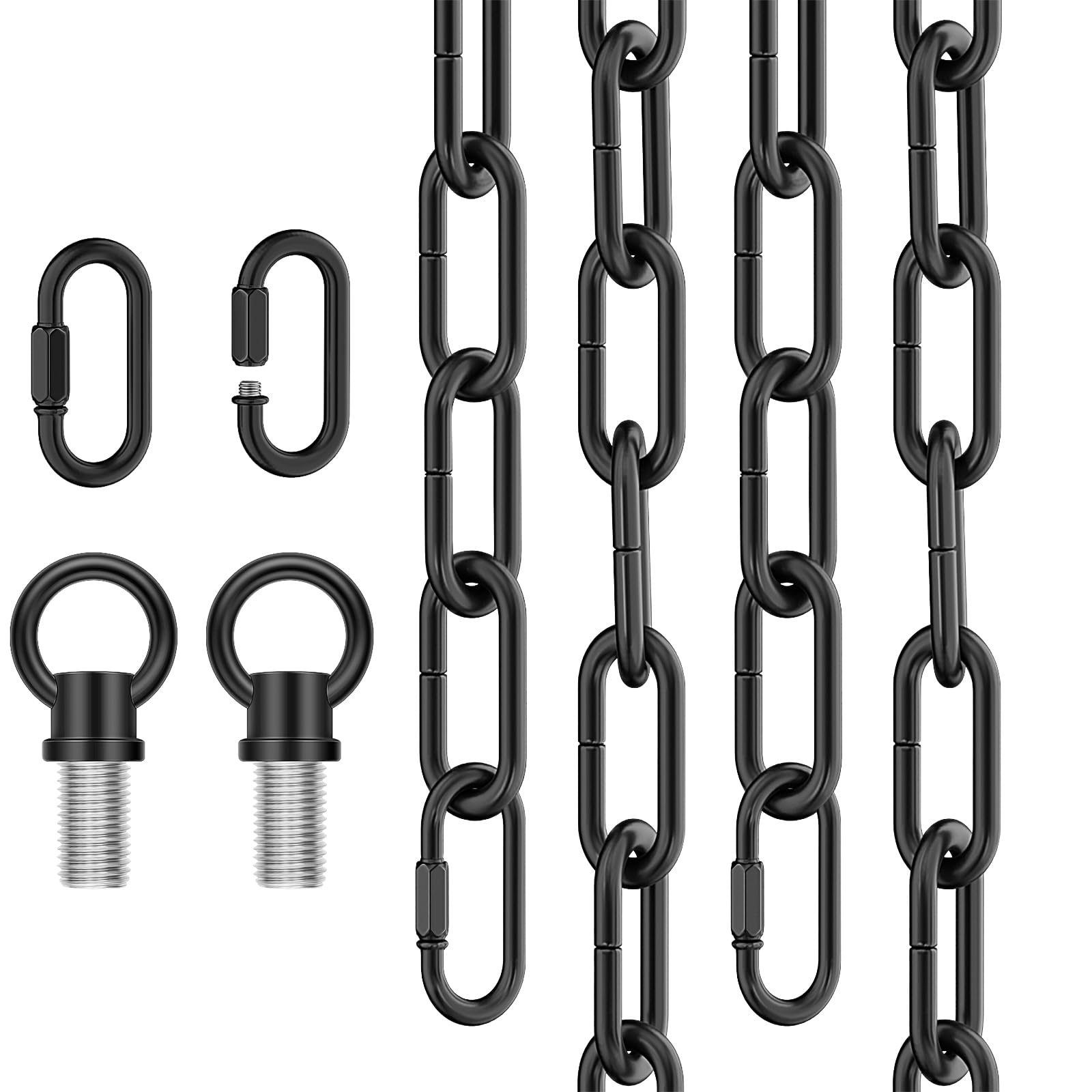 garini 20 Feet Industrial Black Light Fixture Chain, Adjustable Extension Chain with Connection Locks for Light Fixture, Maximum Load is 66 Pounds