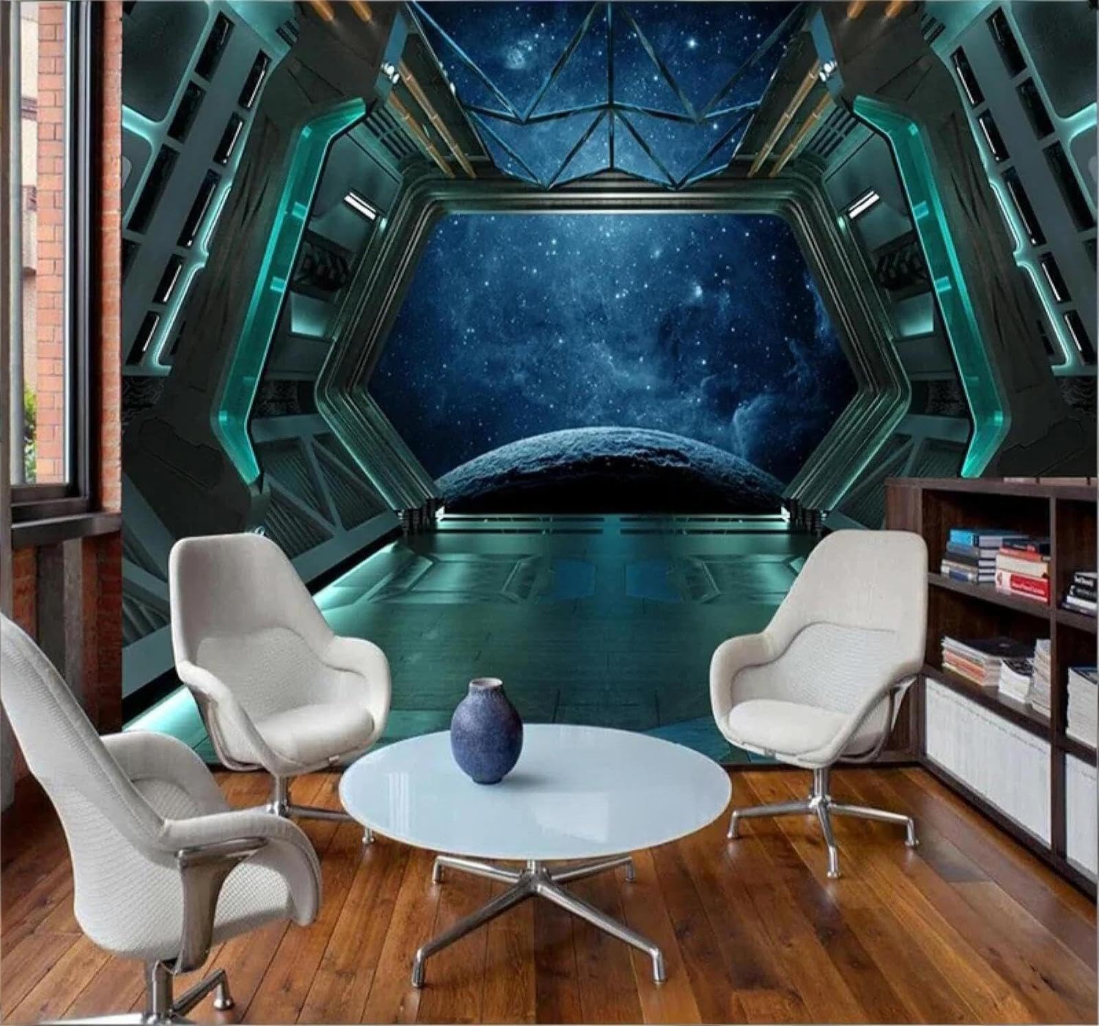 Xlming 350Cm×256Cm(B×H) Creative Cool Spaceship Starry Sky Planet 3D Wallpaper Luxury Home Dining Decor Paste Sofa Living Room The Wall For Bedroom Mural-350Cm×256Cm