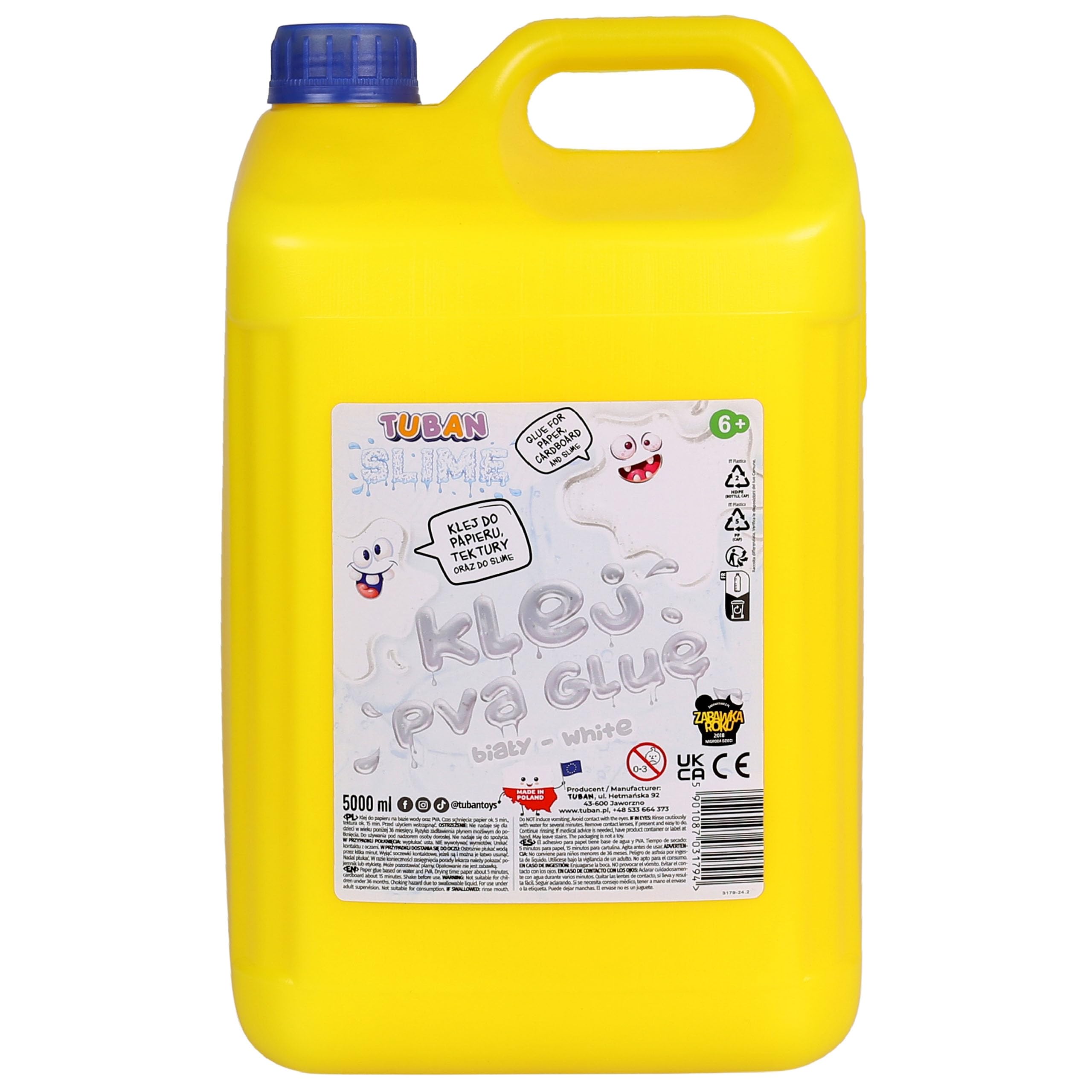 TUBAN Pegamento para SLIME, para papel a base de agua y PVA, apto para niños (blanco, 5 l)
