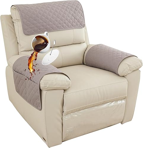 Miniatura 30 de Funda para Reposabrazos de Sofá, Funda para Reposacabezas de Silla Reclinable, Funda de Sillón con Bolsillos, Protector Acolchado Antideslizante de