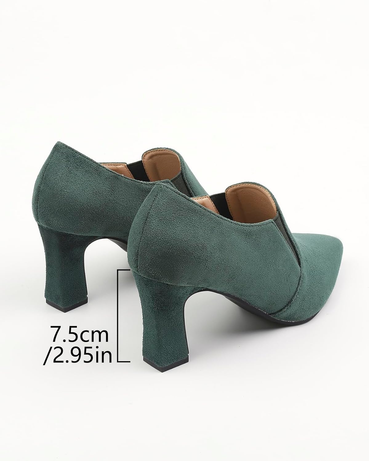Women's Pointed Toe Slip on Suede Ankle Boots, 2.95 Inch Low Chunky Block...  - Picture 13 of 28