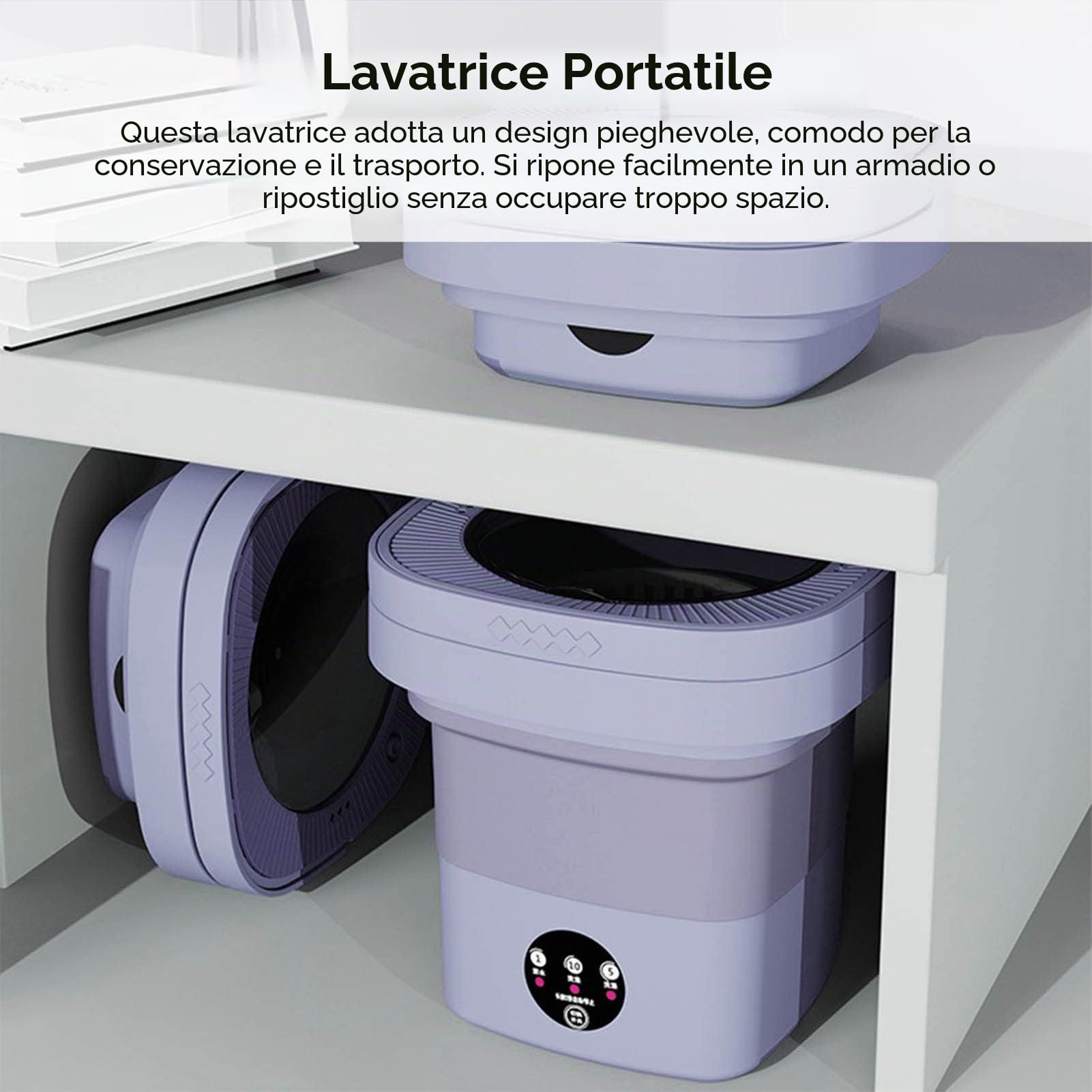 Fockety Lavatrice Portatile, Mini Lavatrice Pieghevole da 6,5 ​​Litri con Centrifuga e 3 modalità, Lavatrice Portatile Semiautomatica per Pulizia Profonda per Camper Campeggio Appartamento (Viola)